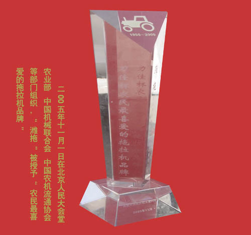機(jī)械工業(yè)部授予 “濰拖”中國機(jī)械工業(yè)名牌產(chǎn)品